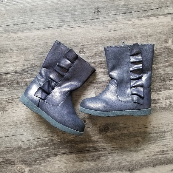 Cat & Jack Metallic Shimmer Ruffle Boots - Picture 1 of 6